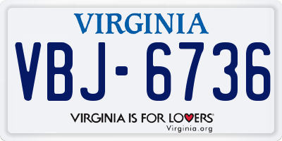 VA license plate VBJ6736