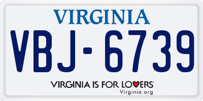 VA license plate VBJ6739