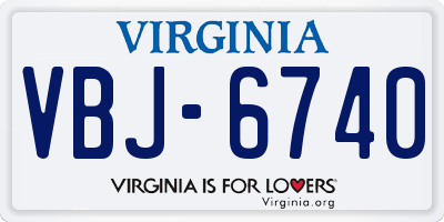 VA license plate VBJ6740
