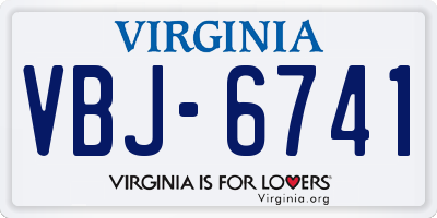 VA license plate VBJ6741