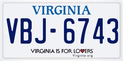 VA license plate VBJ6743