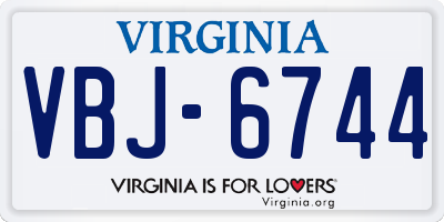 VA license plate VBJ6744