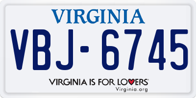 VA license plate VBJ6745
