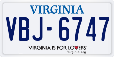 VA license plate VBJ6747
