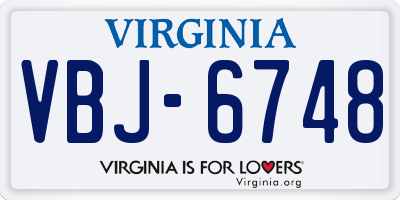 VA license plate VBJ6748