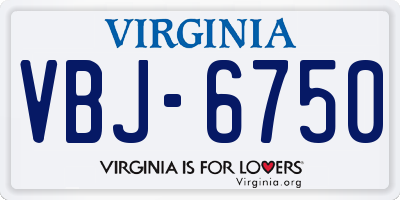 VA license plate VBJ6750
