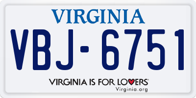 VA license plate VBJ6751