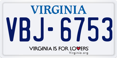 VA license plate VBJ6753