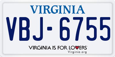 VA license plate VBJ6755