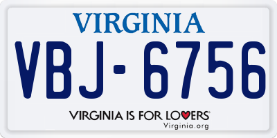 VA license plate VBJ6756