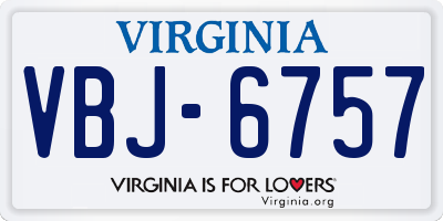 VA license plate VBJ6757
