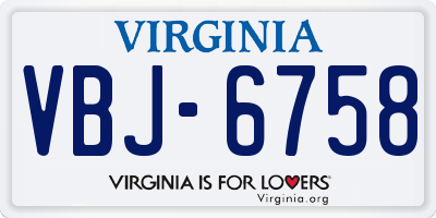 VA license plate VBJ6758