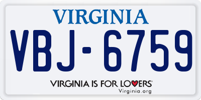 VA license plate VBJ6759