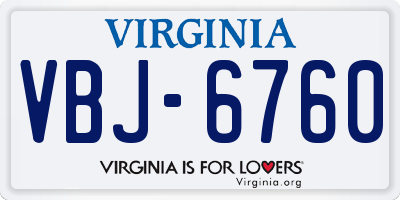 VA license plate VBJ6760