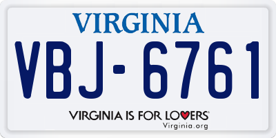 VA license plate VBJ6761