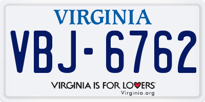 VA license plate VBJ6762