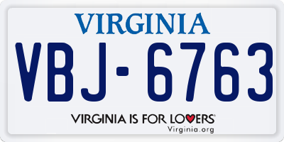 VA license plate VBJ6763