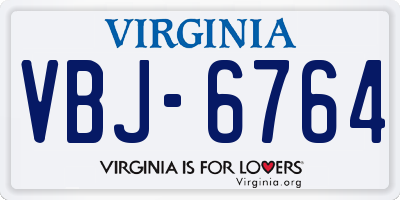 VA license plate VBJ6764