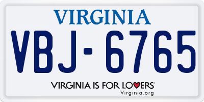 VA license plate VBJ6765