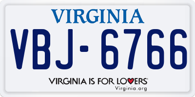 VA license plate VBJ6766