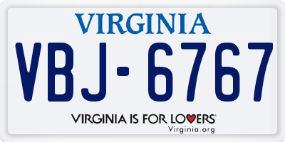 VA license plate VBJ6767