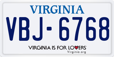VA license plate VBJ6768