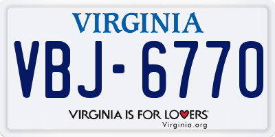 VA license plate VBJ6770