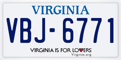 VA license plate VBJ6771