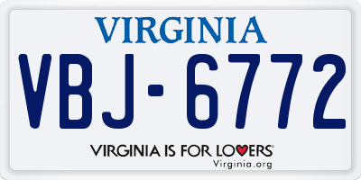 VA license plate VBJ6772
