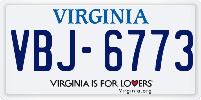 VA license plate VBJ6773
