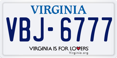 VA license plate VBJ6777