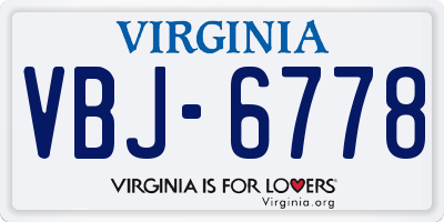 VA license plate VBJ6778