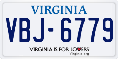 VA license plate VBJ6779