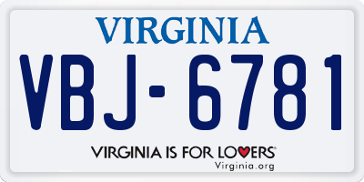 VA license plate VBJ6781
