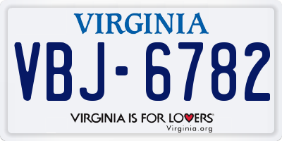 VA license plate VBJ6782