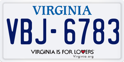 VA license plate VBJ6783