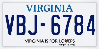 VA license plate VBJ6784