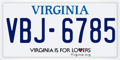 VA license plate VBJ6785