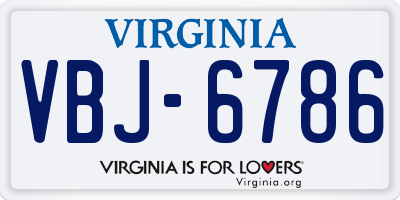 VA license plate VBJ6786