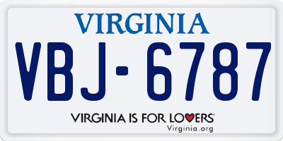 VA license plate VBJ6787