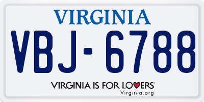 VA license plate VBJ6788