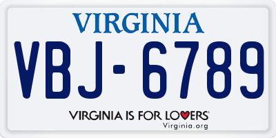 VA license plate VBJ6789