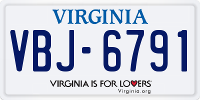 VA license plate VBJ6791
