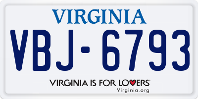 VA license plate VBJ6793