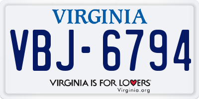 VA license plate VBJ6794