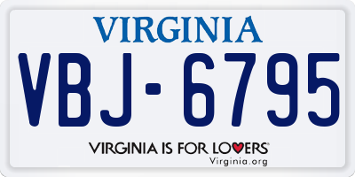 VA license plate VBJ6795