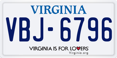 VA license plate VBJ6796