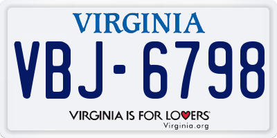 VA license plate VBJ6798