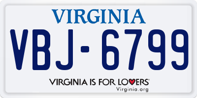 VA license plate VBJ6799