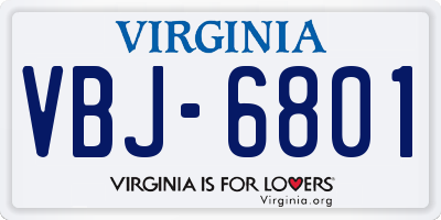 VA license plate VBJ6801